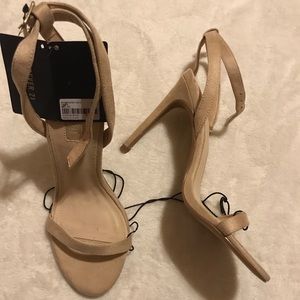 Taupe open toe heels